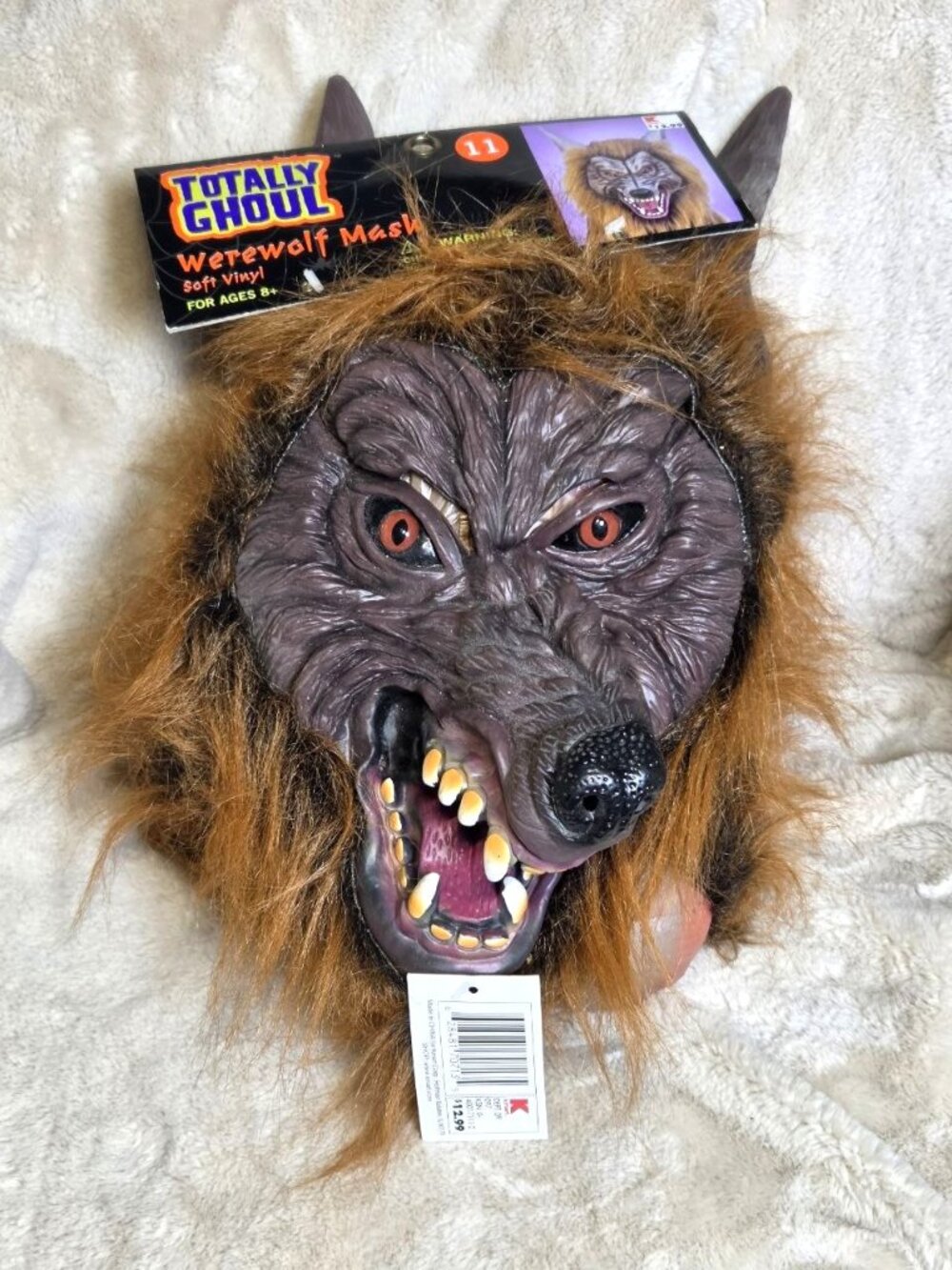 Vintage KMart Totally Ghoul WEREWOLF Soft Vinyl Halloween Mask w/ Tags DETAILED